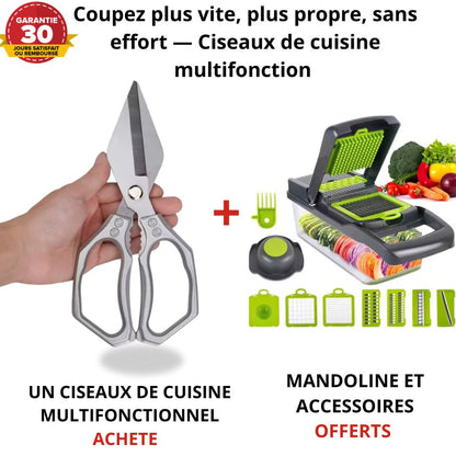 Découpez Poulet, Viande, Poisson & Légumes en 30 Secondes Sans Effort — Ciseaux de Cuisine Multifonctionnel Premium+🎁 Mandoline OFFERTE
